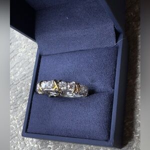 Gold & Silver Tiffany Style Diamond Eternity Band Ring